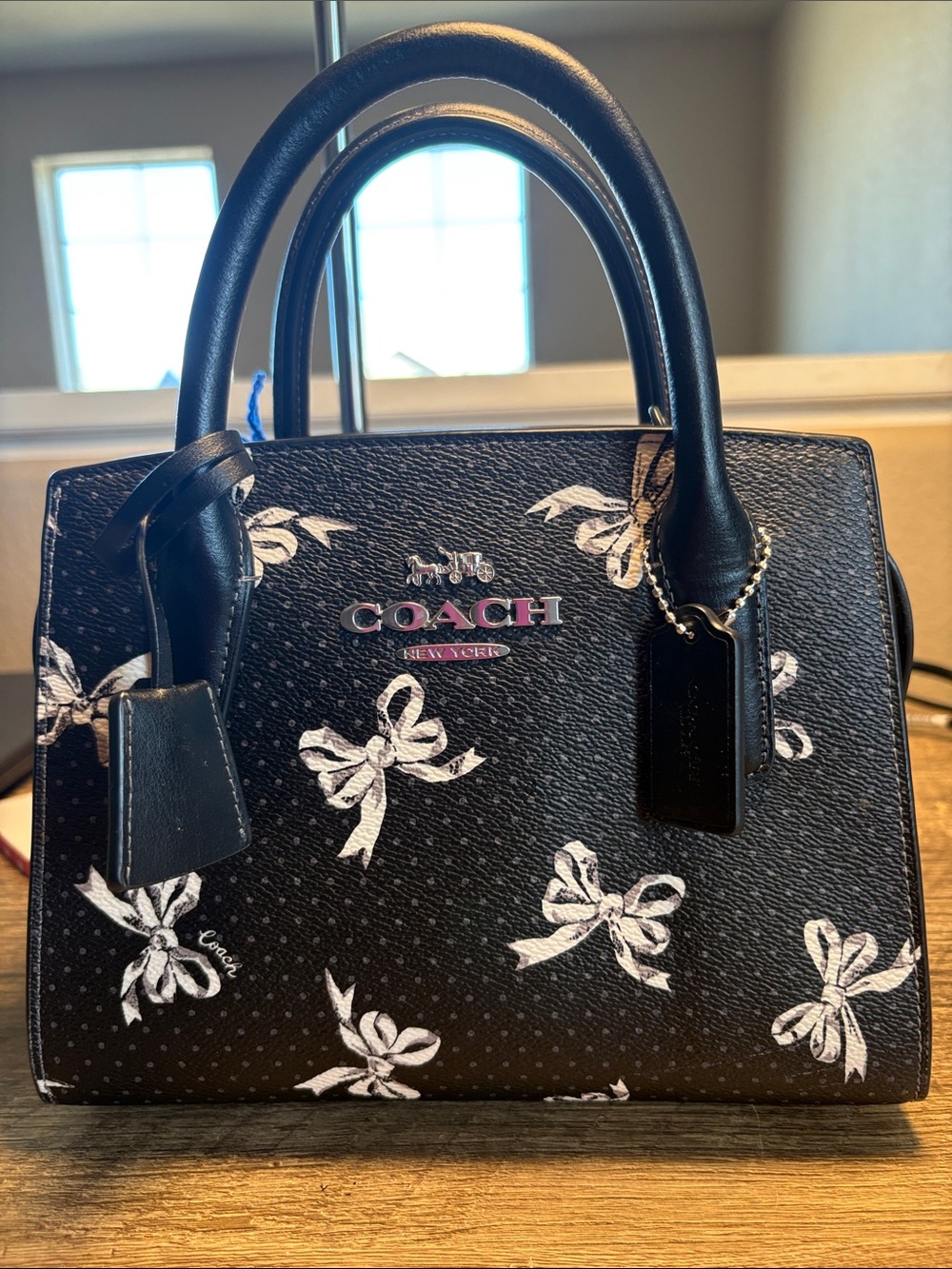 Coach Black Bow Print Mini Satchel 2024 Andrea Carryall
